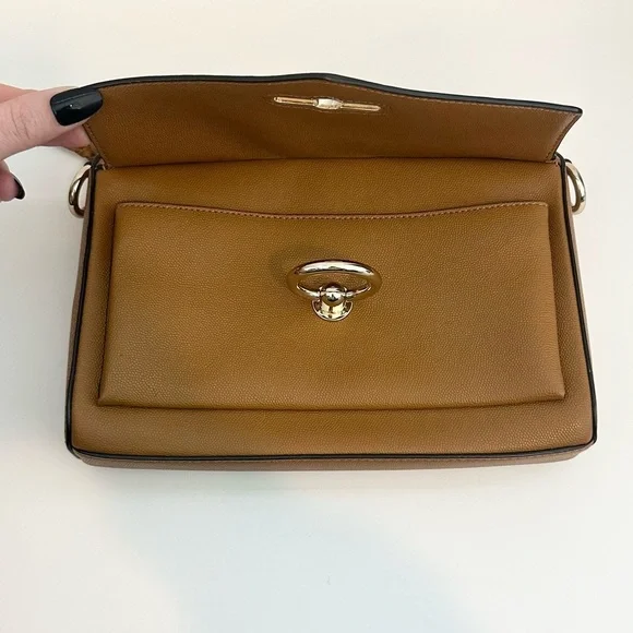 Rebecca Minkoff Jean Mac Leather Crossbody Handbag in Nutmeg Tan Brown-No Strap - Picture 5 of 7